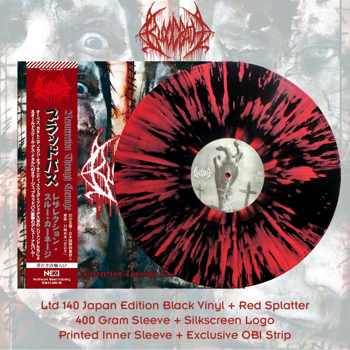 BLOODBATH - Resurrection Through Carnage Ltd 100 lack Vinyl + Re